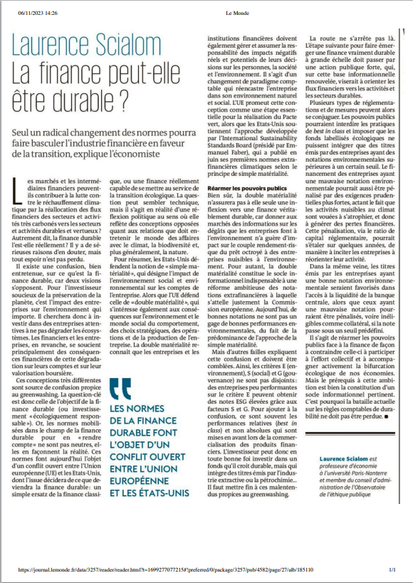 La finance peut-elle vraiment être durable ?